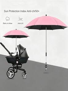 1pc 360° Rotating UPF50+ Sun Protection Umbrella, With Flexible Support Rod Baby Stroller Sunshade, Suitable For Universal Stroller/Tricycle, Includes Umbrella Handle, Clip, Sunshade Cover, Sun Protection Rainproof Sunshade - Multicolor - View 8