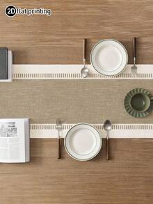 1 Stück, minimalistischer moderner Wohnzimmer Esszimmertischdecke, Mikrowellen-Staubschutzhülle, Schutzhülle, rechteckige Tischdecke, waschbar, geeignet für Familienessen, Couchtisch, Küche und Esszimmer Dekoration, Esstisch Dekoration Party und Szenendekoration, Heimdekoration, Outdoor Terrassen Tischläufer Dekoration, Eingangsbereich Dekoration, Kamin Tuch Dekoration - Beige - Übersicht 2