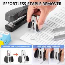Heavy Duty Stapler, 50 Sheet Full Strip Stapler, Anti-Jam Non-Slip With 5000pcs 26/6 Staples And 1000pcs 23/8 Staples, Staple Remover, For Home, Office, And Classroom, Black - Black - View 7