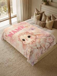 1pc Customized Name Bed Blanket, Personalized Name Bed Throw, Personalized Throw Blanket, Cute Blanket, Best K Blanket, Comfortable Blanket, Home Gift, Birthday Gift, Christmas Gift, Personalized Gift, Gift For Son/Daughter, Gift For Friends - Style 2 - View 2