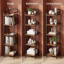 HaluPeit Retro Brown And Black Multi-Layer Storage Rack, Tall Standing Cabinet, Sturdy Metal Support Structure, Industrial Retro Style, Versatile For Multiple Scenarios, Simple Display Shelf For Bedroom And Entryway - Rust Brown - View 3