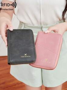 FOREVER MIYIN 1 Pc RFID Blocking Zipper Passport Holder With Wrist Strap, Multi Slot Travel Document Wallet For Flight Vacation Daily Carry Unisex - Multicolor - View 9