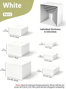 3/6件組壓克力展示架套組,方形白色不同尺寸展示底座,可堆疊底座塊,適用於蛋糕甜點珠寶食品展示,派對婚禮居家裝飾桌面展示架 - 彩色 - 查看 13