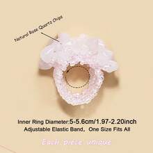1PC Synthetic Chip Flower Stretch Ring, Handmade Beaded Floral Cluster Elastic Ring, Boho Stackable Cocktail Jewelry Gift - Stackable Crushed Stone Ring - View 8