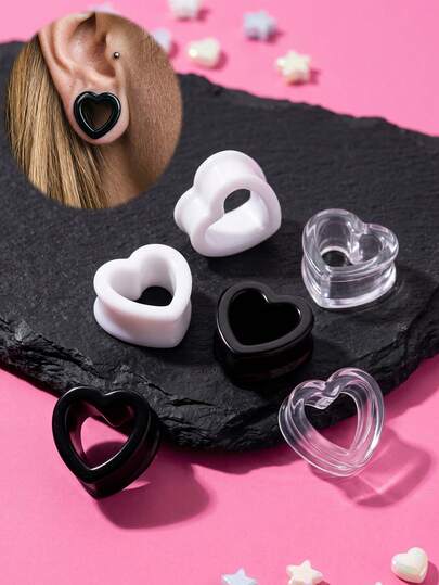 Heart Shape Ear Tunnels Plugs,Acrylic Heart Hollow Double Flared Ear Gauges Tunnels,Stretcher Body Piercing Earring Jewelry For Women Men 5mm-25mm