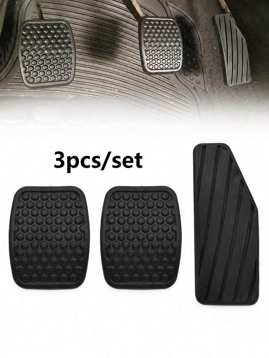3pcs Universal Manual Transmission Pedal Rubber Covers, Non-Slip Dotted Texture Clutch, Brake And Accelerator Pedal Pads, Soft Rubber Replacement Pedal Covers, Suitable For Most Manual Transmission Vehicle Interior Accessories - A - View 1