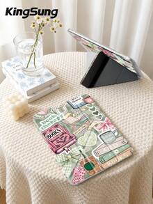 Kingsung Reading Healing Collage Pattern Y-Fold Acrylic Tablet Protective Case, Compatible With Samsung Tablet/Mini6/7/9.7/10.2/10.5/10.9/12.9/Pro 11, 10th Gen, Supports Multi-Angle Adjustment, 6 Stand Positions, Built-In Pen Slot, Drop Protection, Auto Wake/Sleep, Compatible With Kindle Paperwhite 12th Gen 2024, Kindle 11th Gen 2022, Clara Colour - Multicolor - View 6
