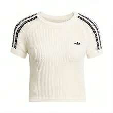 Adidas Originals Cali Tee Crocheted Slim-Fit Short Sleeve T-Shirt Women's Off-White - Off White - View 5