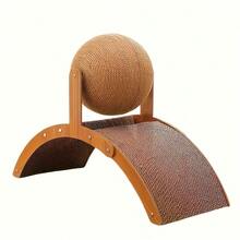 Wooden Arch Bridge Cat Scratching Board, Stable Non-Slip Base, Curved Cat Scratch Pad, Interactive Indoor Cat Toy, Suitable For Kittens And Adult Cats, Sisal Ball Scratching Board, Pet Claw Care Furniture - one-size - View 4