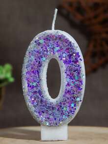 1 pezzo Candela numero 0-9 con pentagramma glitterato viola, stile principessa, stile girly, fatta a mano fai-da-te, decorazione per torta di compleanno per bambini - Lilla Viola - Visualizzare 22