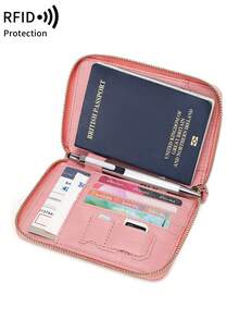 FOREVER MIYIN 1 Pc RFID Blocking Zipper Passport Holder With Wrist Strap, Multi Slot Travel Document Wallet For Flight Vacation Daily Carry Unisex - Multicolor - View 7