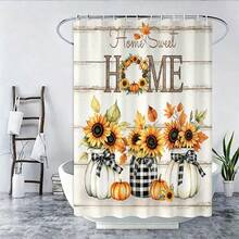 1/4pcs Thanksgiving Harvest Pumpkin Shower Curtain Set, With 12 Hooks Waterproof Polyester Bath Curtain, Bathroom Curtain, Privacy, Thickened, Durable Quick Dry, 180*180cm Size - A - View 6