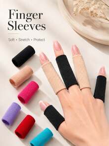 Elastic Breathable Finger Sleeves, Multi-Color Finger Protectors For Thumb Support, Pressure Relief & Anti-Friction, Soft Stretch Hand Care Covers For Writing, Work, Sports, Gaming & Daily Use - Multiple Styles - View 2