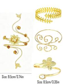 4 piezas Anillos para el brazo superior de mujer, pulseras de brazo de estilo minimalista, anillos de brazo ajustables en espiral - D006-4 - Ver 2