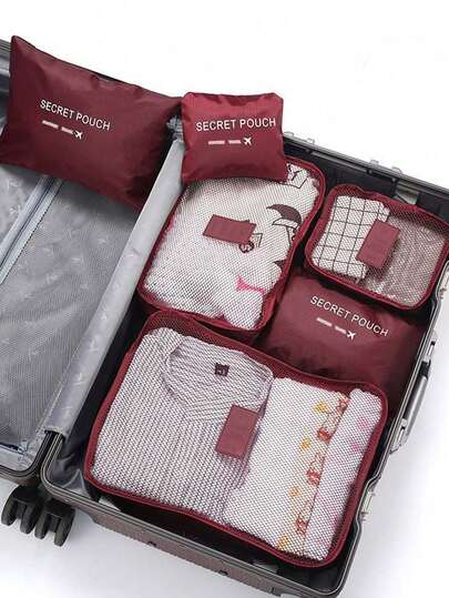 XD 6 Stücke kleine wasserdichte Reise-Aufbewahrungstaschen mit Buchstabenmuster, Packwürfel-Set, Reisegepäck-Organizer-Taschen, Koffer-Aufbewahrungstaschen, Reiseaccessoires, multifunktionale leichte Aufbewahrungstaschen, staubdichte Reisetaschen, multifunktionale Kleidersortier-Aufbewahrungstaschen, Reise-Kompressionsbeutel, für Zuhause und Reisen geeignet