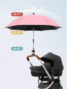 1pc 360° Rotating UPF50+ Sun Protection Umbrella, With Flexible Support Rod Baby Stroller Sunshade, Suitable For Universal Stroller/Tricycle, Includes Umbrella Handle, Clip, Sunshade Cover, Sun Protection Rainproof Sunshade - Multicolor - View 3