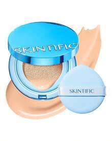 SKINTIFIC 藍色絲絨霧面氣墊粉底，全遮瑕，12小時控油，適合油性與混合肌膚，防水，持久，輕盈，保濕，不脫妝 - 02 IVORY - 查看 2