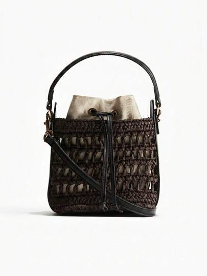 Bolso de paja tipo cubo para mujer, bolso de mano pequeño, bolso de paja tipo cubo, bolso cruzado pequeño tejido de verano, bolso tipo hobo de paja para mujer, bolso de vacaciones, bolso de playa de paja, moda, duradero y muchas otras ventajas, perfecto para vacaciones, citas, trabajo, fiesta, compras, fiesta nocturna, viajes, playa y uso diario.