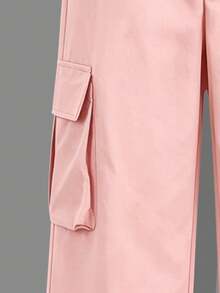 Street Sweet Style Utility Letter Print Crew Neck Sweatshirt + Casual Utility Pants, Women's Versatile Autumn/Winter Daily 2-Piece Set - Grey - View 9