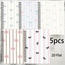 5pcs A5 Bow Theme Spiral Bound Notebooks, Suitable For Daily Office Use, With Easy-Tear Bow Cover, Applicable For Any Holiday, Women's Stationery, Back To School, School Supplies - 5PCS - View 2
