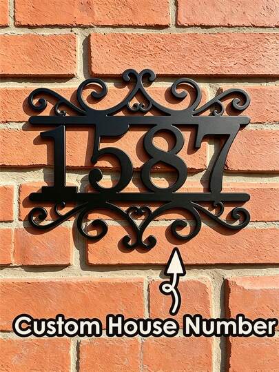 3 Sizes Available! Custom Outdoor Metal House Number, Scroll Stylish Address Sign, Custom Retro House Number