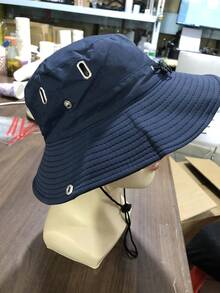 1pc Outdoor Solid Color Casual Polyester Decorative UV Protection Wide Brim Foldable Bucket Hat For Summer - A - View 4