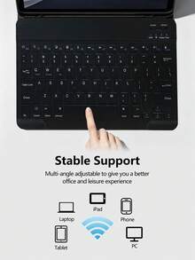 AKKHOO 10-Inch Ultra-Thin Wireless Keyboard, Rechargeable & Silent, Suitable For Tablets/Laptops, Mini Keyboard - White - View 3