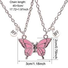 Back To School 2pcs Butterfly Magnetic Pendant Necklace For Girls, Cute Cartoon Colorful Butterfly BFF Necklace, Adjustable Geometric Jewelry Gift, Couple Necklace Accessories - one-size - View 5
