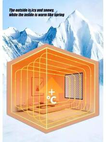 1pc Thermal Insulated Curtain, Winter Windproof & Heat-Insulating Curtain, Cold-Proof, Warm, Blackout, Sun-Shading, Sound-Insulating Curtain - Silver - View 3