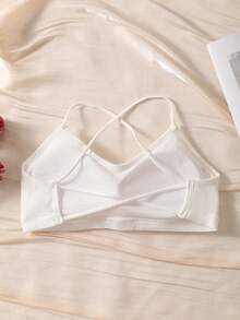 4PCS Ribbed Crisscross Back Bralette, Wireless Thin Strap Bra For Women - Multicolor - View 5