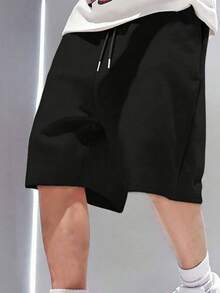 1pc Boys/Teen Loose Fit Casual Shorts With Pockets, Sporty & Cool, Outdoor Wear For Spring/Summer - Black - View 3