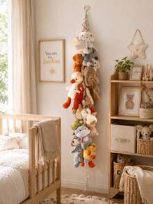 1pc Handmade Knitted Plush Doll Storage Rope, Children's Room Wall Hanging Doll Organizer Storage Decoration, Space-Saving Doll Display Rack - Multicolor - View 5
