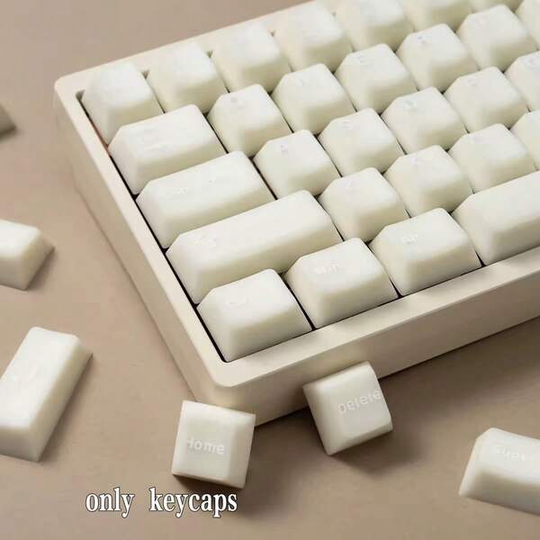 [White Marble Keycaps]121 Keys, PBT Material, Cherry Height, Minimalist Keycaps, Minimalist Style, Best Gift, Keycap Collector, Hot-Swappable Keycaps, Personalized Keycaps, Support DIY, Smooth Touch, Wear-Resistant, Non-Fading