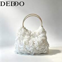 Dedoo 新款時尚百搭耐用金屬五金裝飾百褶大容量雲朵托特包 - 白色 - 查看 10