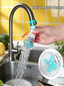 1pc Adjustable Rotating Faucet Adapter, PP Material, With Fixed Easy Install Anti-Splash Water Booster, Multi-Layer Filtration, Water-Saving Soft Bubble, Suitable For Kitchen Sink, Bathroom Basin, Room Decor, Kitchen Essentials - View 4