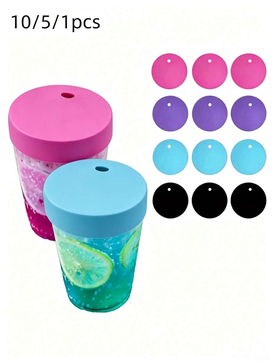 10/5/1 pieza Cubiertas para vasos de bebidas, para protección contra el alcohol, cubiertas para vasos de bebidas de tela impermeable reutilizable, con orificio para pajita, evita que las bebidas sean adulteradas en los bares - Multicolor - Ver 1