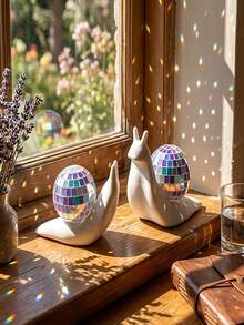 Snail Disco Ball Sun Catcher Indoor Window Decor, Refractive Desktop Ornament, Creative Home Room Decoration - A - View 5