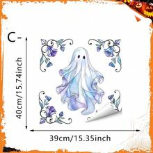1pc Gothic-Style Halloween Window Sticker, Featuring Rose Skulls, Withered Trees, And Spider Webs Patterns. It Is Reusable And Suitable For Indoor Home Decoration, Store Windows, Autumn Horror-Themed Parties, And Window Decorations. - Multicolor - View 17