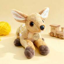 1pc Realistic Prone Position Deer Plush Doll, Soft Comfortable 3D Prone Deer Doll, Valentine's Day Surprise Gift For Best Friend/Girlfriend, Children's Hug Pillow, Zoo Souvenir Plush Doll, Birthday Gift, Christmas, Halloween - Multicolor - View 5