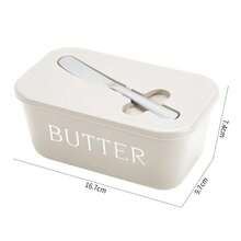 1pc Plastic Butter Dish With Knife And Lid, Kitchen Baking And Gift Butter Storage Container, Airtight Butter Box For Countertop Or Refrigerator, Dishwasher - Multicolor - View 10