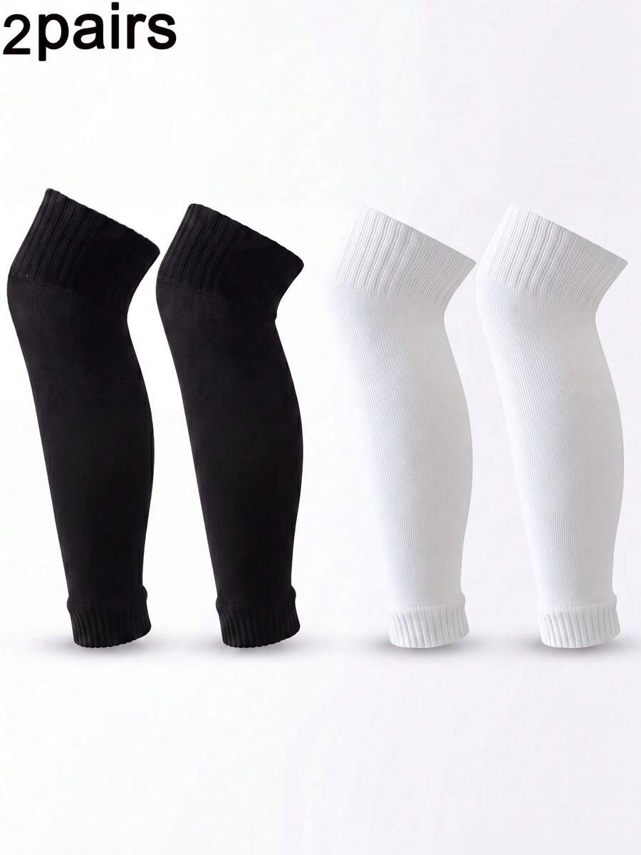 2 Pairs Unisex Solid Color Long Tube Sports Leg Warmers, Elastic Breathable Calf Leg Warmers, Fashion Design, Comfortable Soft Fabric, Knitted Breathable Non-Slip, Lightweight Slim Fit, Suitable For Sports And Physical Performance