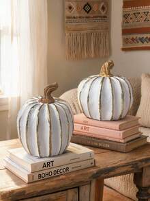 1pc Pumpkin Decor, Suitable For Harvest Season And Halloween, Creative Minimalist Exquisite Design, Resin Craft Desktop Ornament, Suitable For Home Interior, Tea Room, Office, Hotel, Cabinet Display, Holiday And Party Decoration - Pumpkin - View 9