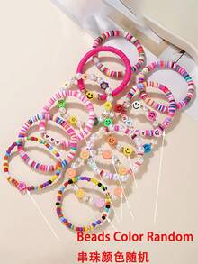 12Pcs/Set Boho Chic Polymer Clay Beaded Bracelets Summer Fashion Girl Ideal Gift - Multicolor - View 2