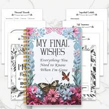 DANPERJI 1pc A5 Pastel Floral Butterfly Print My Final Wishes Planner Journal, For Recording Personal Records, Important Contacts & Insurance Information, Family Legacy & End-Of-Life Details Organization, Preprinted Multi-Topic Legal & Personal Info Inner Pa - Multicolor - View 1