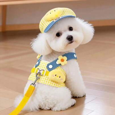 Ropa para perros y gatos pequeños y medianos, arnés y correa para perro, cuerda para pasear perros Teddy Bichon, primavera, verano, otoño