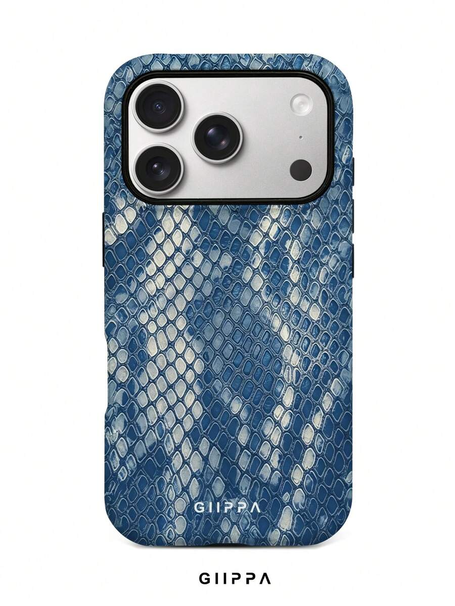 GIIPPA 1 قطعة غطاء هاتف بتصميم نمط الثعبان الأزرق لهاتف 17 Pro Max، متوافق مع هاتف 16 Pro Max و 15 Pro Max و 14 Pro Max، غطاء هاتف بأسلوب كوري راقي وعصري وممتع، متوافق مع 11/12/13/14/15/16 Pro Max Plus، تصميم أنيق مناسب للرجال والنساء، هدية مثالية للصديقة في عيد الميلاد وعيد الحب وعيد الفصح وموسم الزفاف وعيد الميلاد! - الأزرق - مشاهدة 1