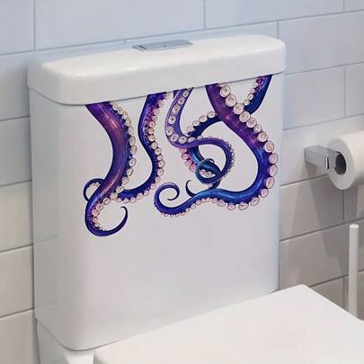1/3 piezas Pegatina de pared de tentáculo de pulpo azul y púrpura degradado, papel autoadhesivo removible, adecuado para baño, bañera, decoración de refrigerador, regalo divertido con tema marino