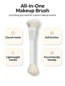 1pc Multi-Function Makeup Brush For Face, Foundation Brush, Powder Brush, Contour Brush, Blush Brush, Designed For Women, Portable Beauty Tool, Ideal For Travel - White - View 5