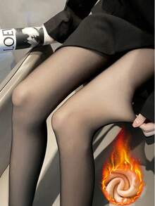 80g/220g/300g Women's Sexy Sheer Black Tights, Business Sexy Slim Fit Pantyhose, Suitable For Spring, Autumn And Winter, Warm Lined Leggings - Black - View 10