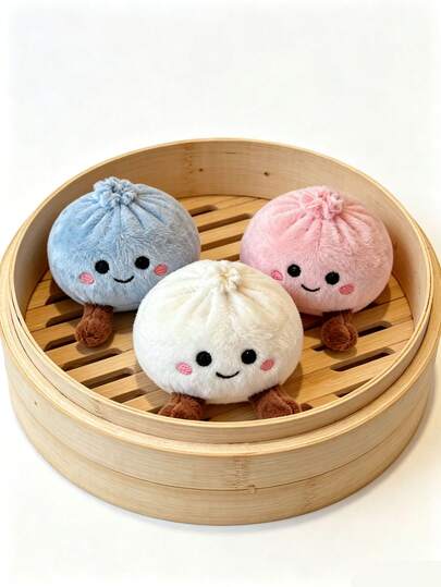Cute Steamed Bun Plush Doll - Adorable Dumpling Soft Plush Doll, Fluffy Bun Pendant, Suitable For Backpacks, Gifts For Children And Adults, Collectible Home/Office Desktop Decoration